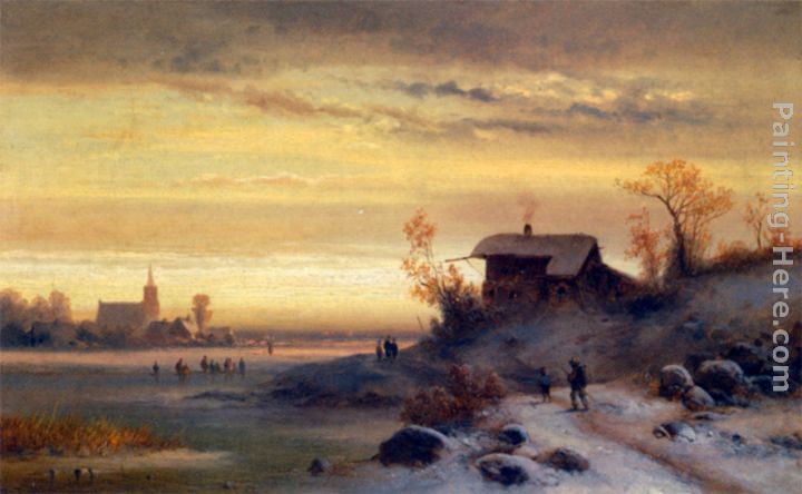 Figures in a Winter Landscape painting - Anton Doll Figures in a Winter Landscape art painting